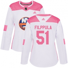 Women's Adidas New York Islanders #51 Valtteri Filppula Authentic White Pink Fashion NHL Jersey