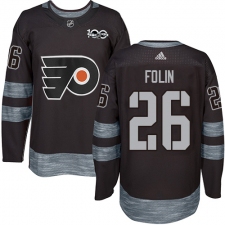 Men's Adidas Philadelphia Flyers #26 Christian Folin Authentic Black 1917-2017 100th Anniversary NHL Jersey