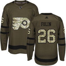 Men's Adidas Philadelphia Flyers #26 Christian Folin Authentic Green Salute to Service NHL Jersey