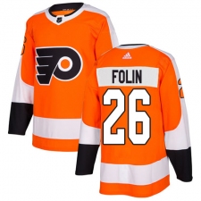 Men's Adidas Philadelphia Flyers #26 Christian Folin Premier Orange Home NHL Jersey