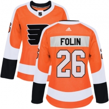 Women's Adidas Philadelphia Flyers #26 Christian Folin Premier Orange Home NHL Jersey