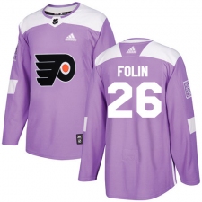 Youth Adidas Philadelphia Flyers #26 Christian Folin Authentic Purple Fights Cancer Practice NHL Jersey