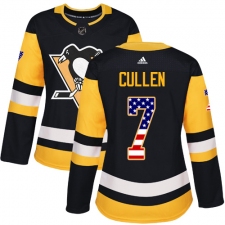 Women's Adidas Pittsburgh Penguins #7 Matt Cullen Authentic Black USA Flag Fashion NHL Jersey