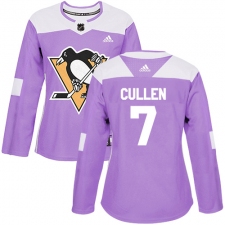 Women's Adidas Pittsburgh Penguins #7 Matt Cullen Authentic Purple Fights Cancer Practice NHL Jersey
