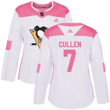 Women's Adidas Pittsburgh Penguins #7 Matt Cullen Authentic White Pink Fashion NHL Jersey