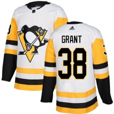 Men's Adidas Pittsburgh Penguins #38 Derek Grant Authentic White Away NHL Jersey