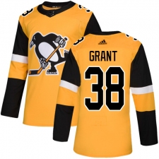 Men's Adidas Pittsburgh Penguins #38 Derek Grant Premier Gold Alternate NHL Jersey