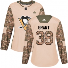 Women's Adidas Pittsburgh Penguins #38 Derek Grant Authentic Camo Veterans Day Practice NHL Jersey