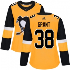 Women's Adidas Pittsburgh Penguins #38 Derek Grant Authentic Gold Alternate NHL Jersey