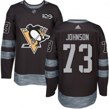 Men's Adidas Pittsburgh Penguins #73 Jack Johnson Authentic Black 1917-2017 100th Anniversary NHL Jersey
