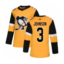 Men's Pittsburgh Penguins #3 Jack Johnson Authentic Gold Alternate Hockey Jersey