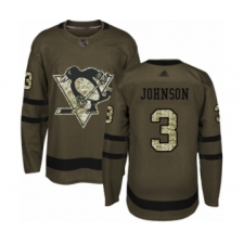 Men's Pittsburgh Penguins #3 Jack Johnson Authentic Green Salute to Service Hockey Jersey