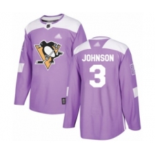 Men's Pittsburgh Penguins #3 Jack Johnson Authentic Purple Fights Cancer Practice Hockey Jersey