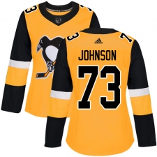 Women's Adidas Pittsburgh Penguins #73 Jack Johnson Authentic Gold Alternate NHL Jersey