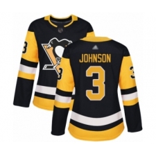Women's Pittsburgh Penguins #3 Jack Johnson Authentic Black Home Hockey Jersey