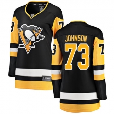 Women's Pittsburgh Penguins #73 Jack Johnson Authentic Black Home Fanatics Branded Breakaway NHL Jersey