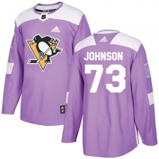 Youth Adidas Pittsburgh Penguins #73 Jack Johnson Authentic Purple Fights Cancer Practice NHL Jersey