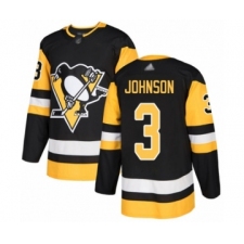 Youth Pittsburgh Penguins #3 Jack Johnson Authentic Black Home Hockey Jersey