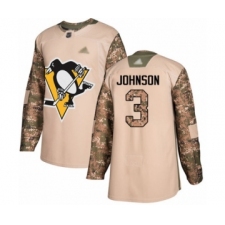 Youth Pittsburgh Penguins #3 Jack Johnson Authentic Camo Veterans Day Practice Hockey Jersey