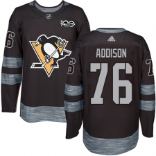 Men's Adidas Pittsburgh Penguins #76 Calen Addison Authentic Black 1917-2017 100th Anniversary NHL Jersey