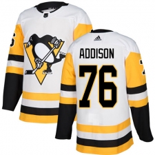 Men's Adidas Pittsburgh Penguins #76 Calen Addison Authentic White Away NHL Jersey
