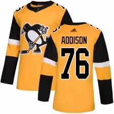 Men's Adidas Pittsburgh Penguins #76 Calen Addison Premier Gold Alternate NHL Jersey