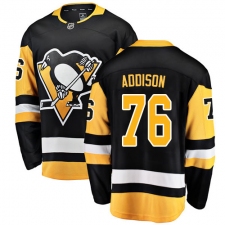 Men's Pittsburgh Penguins #76 Calen Addison Authentic Black Home Fanatics Branded Breakaway NHL Jersey