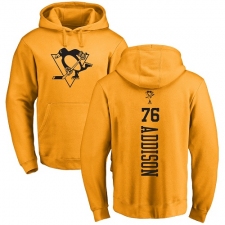 NHL Adidas Pittsburgh Penguins #76 Calen Addison Gold One Color Backer Pullover Hoodie