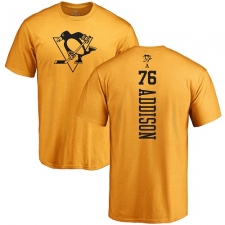 NHL Adidas Pittsburgh Penguins #76 Calen Addison Gold One Color Backer T-Shirt