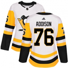 Women's Adidas Pittsburgh Penguins #76 Calen Addison Authentic White Away NHL Jersey