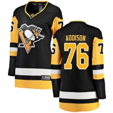 Women's Pittsburgh Penguins #76 Calen Addison Authentic Black Home Fanatics Branded Breakaway NHL Jersey