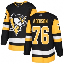 Youth Adidas Pittsburgh Penguins #76 Calen Addison Authentic Black Home NHL Jersey