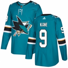 Men's Adidas San Jose Sharks #9 Evander Kane Authentic Teal Green Home NHL Jersey
