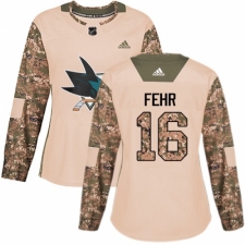 Women's Adidas San Jose Sharks #16 Eric Fehr Authentic Camo Veterans Day Practice NHL Jersey