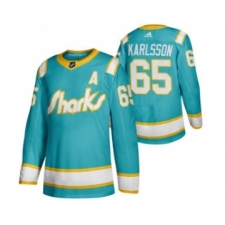 Men's San Jose Sharks #65 Erik Karlsson 2020 Throwback Authentic Player Hockey Jersey