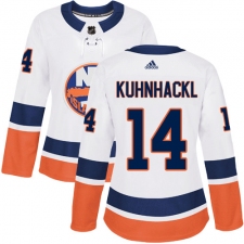 Women's Adidas New York Islanders #14 Tom Kuhnhackl Authentic White Away NHL Jersey