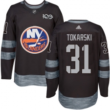 Men's Adidas New York Islanders #31 Dustin Tokarski Authentic Black 1917-2017 100th Anniversary NHL Jersey