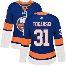 Women's Adidas New York Islanders #31 Dustin Tokarski Premier Royal Blue Home NHL Jersey