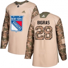Men's Adidas New York Rangers #28 Chris Bigras Authentic Camo Veterans Day Practice NHL Jersey