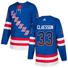 Men's Adidas New York Rangers #33 Fredrik Claesson Authentic Royal Blue Drift Fashion NHL Jersey
