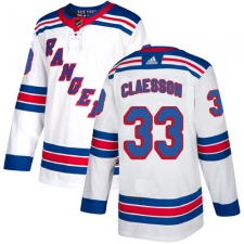 Men's Adidas New York Rangers #33 Fredrik Claesson Authentic White Away NHL Jersey