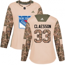 Women's Adidas New York Rangers #33 Fredrik Claesson Authentic Camo Veterans Day Practice NHL Jersey