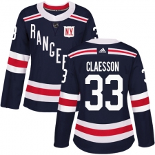 Women's Adidas New York Rangers #33 Fredrik Claesson Authentic Navy Blue 2018 Winter Classic NHL Jersey