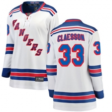 Women's New York Rangers #33 Fredrik Claesson Fanatics Branded White Away Breakaway NHL Jersey
