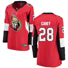 Women's Ottawa Senators #28 Paul Carey Fanatics Branded Red Home Breakaway NHL Jersey