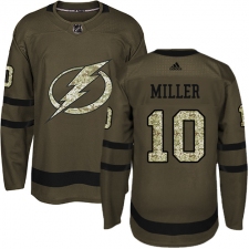 Men's Adidas Tampa Bay Lightning #10 J.T. Miller Authentic Green Salute to Service NHL Jersey