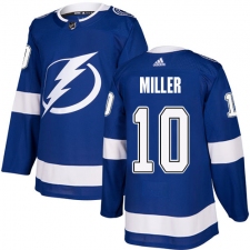 Men's Adidas Tampa Bay Lightning #10 J.T. Miller Authentic Royal Blue Home NHL Jersey