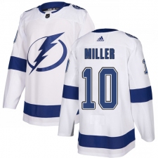 Men's Adidas Tampa Bay Lightning #10 J.T. Miller Authentic White Away NHL Jersey