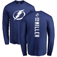 NHL Adidas Tampa Bay Lightning #10 J.T. Miller Royal Blue Backer Long Sleeve T-Shirt