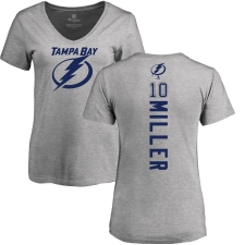 NHL Women's Adidas Tampa Bay Lightning #10 J.T. Miller Ash Backer T-Shirt